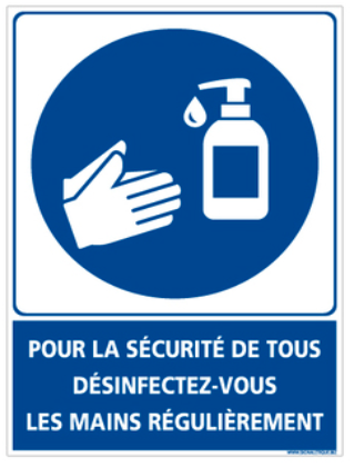 Signalisation d'hygiène et sécurité : décontamination des mains obligatoire 
